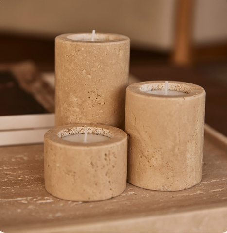 Travertine waxinelichthouder