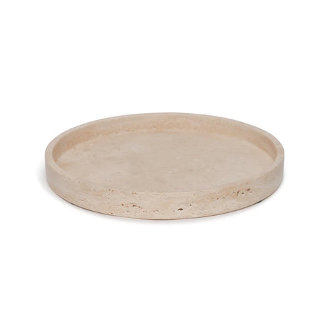 Travertine dienblad rond met rand