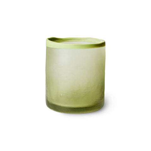 GLASS TEA LIGHT HOLDER, OLIVE