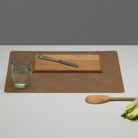 Leather table mat - square nupo nature